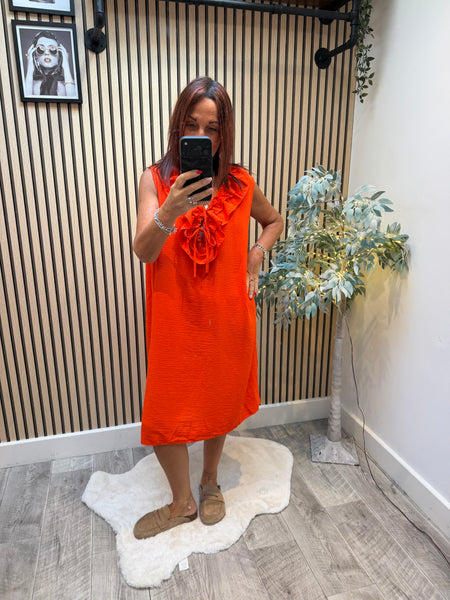 Crinkle Frill Front Dress