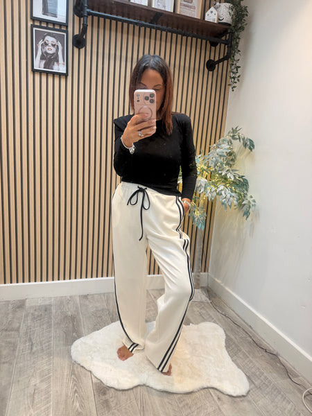 Studio Wide Leg Joggers with curved stripe