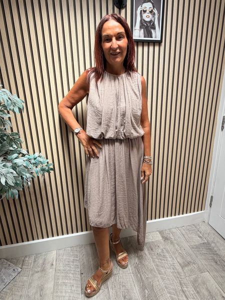Crinkle Asymmetric Dress