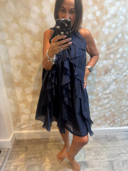 Studio Silky Halterneck Ruffle Dress