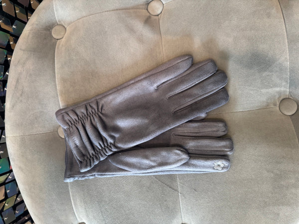 Suedette Rouched detail Gloves