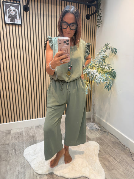 Crinkle 2 Piece 3/4 Trouser /Top Set