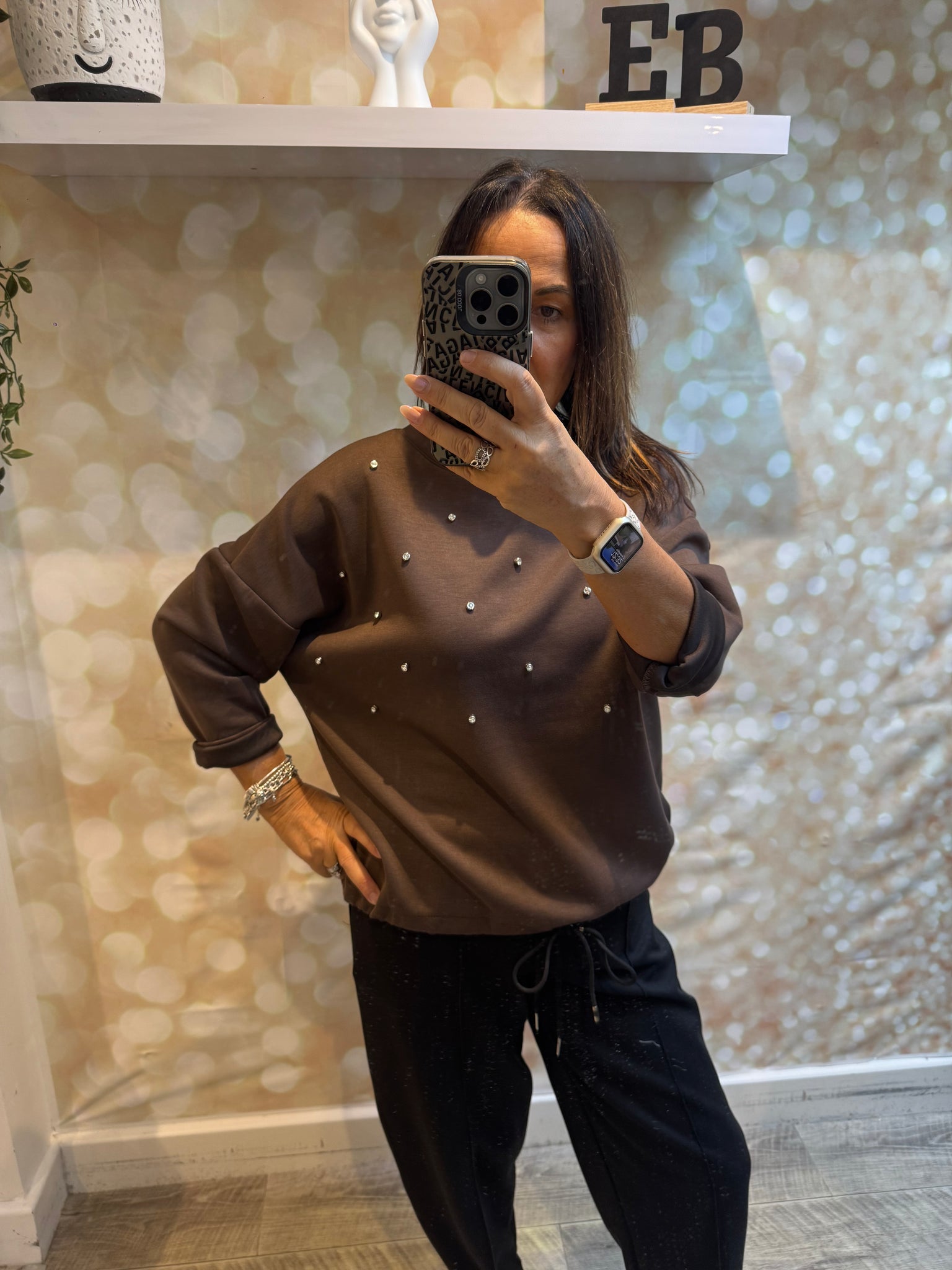 Scuba Sweatshirt with diamante front