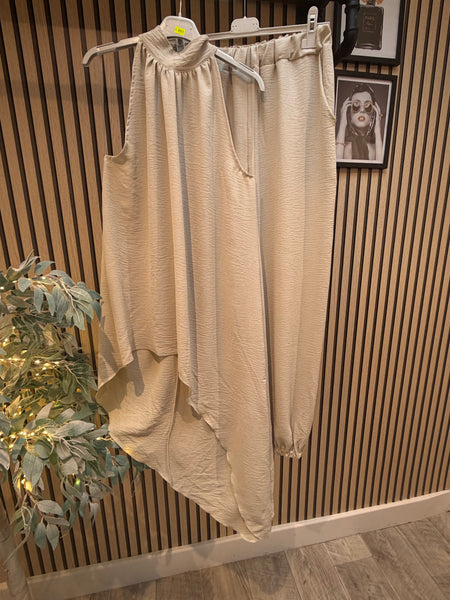 Crinkle Palazzo trousers /Halter-neck top