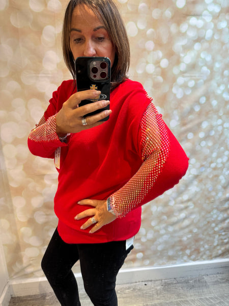 Soft Touch Jumper with Fishnet sleeves