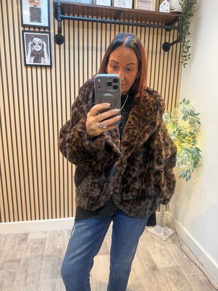 Luxe Cropped Leopard Fur  Jacket