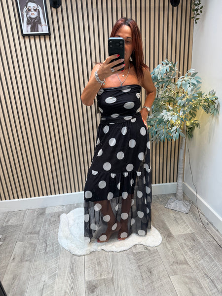 Spotty Bandeau Dress
