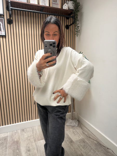 Soft Knit Jumper with Fur cuff