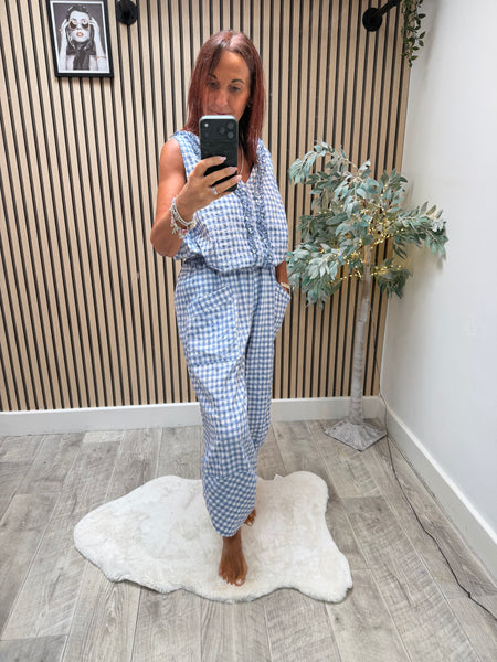 Gingham balloon leg trousers
