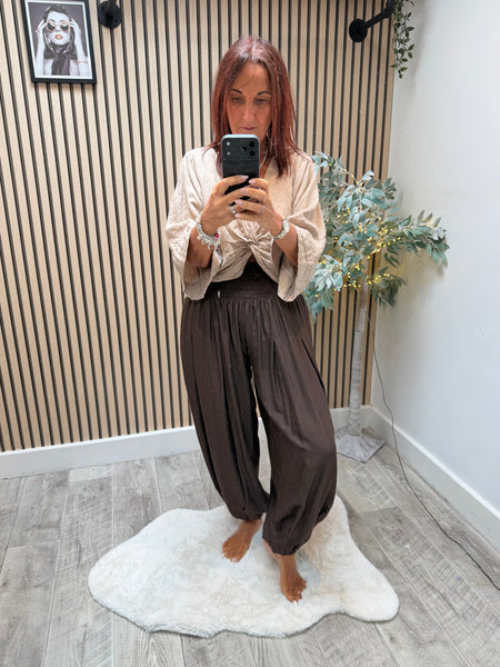 Crinkle wide waist BalloonTrousers
