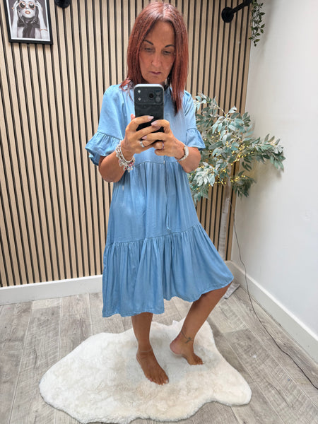 Denim tiered Dress
