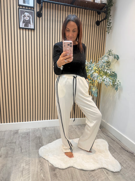 Studio Wide Leg Joggers with curved stripe