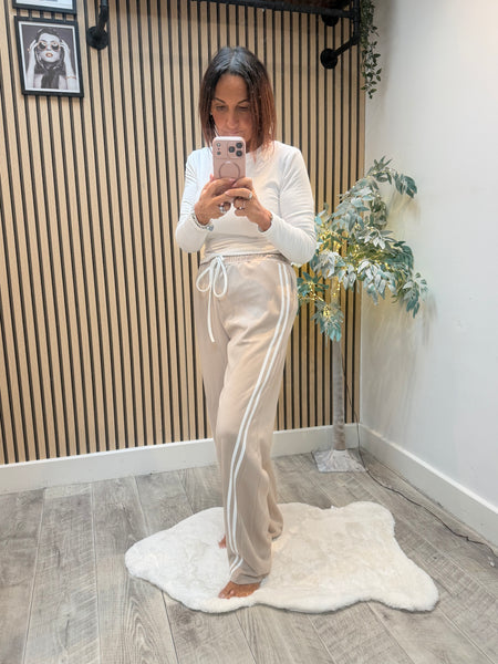 Studio Wide Leg Joggers with curved stripe