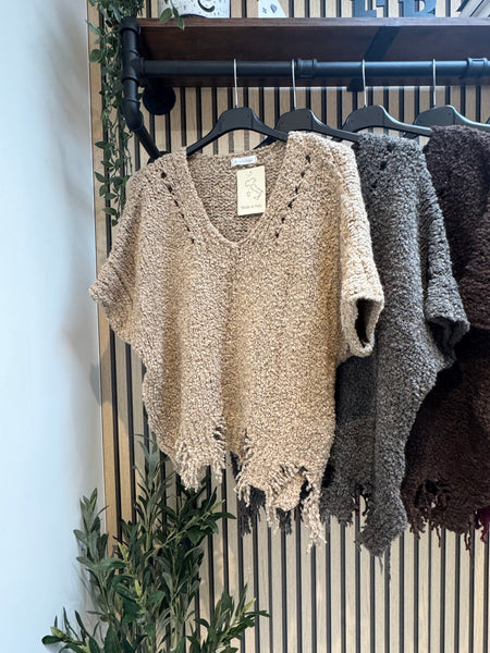 Distressed Hem Chunky popcorn Jumper
