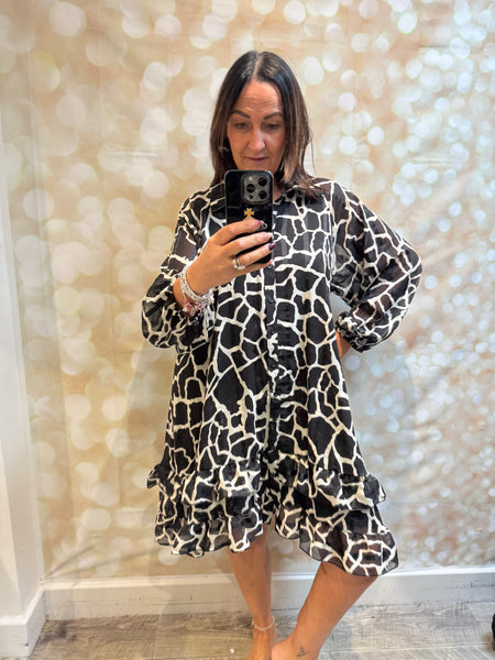 Studio Animal print dress with frill hem