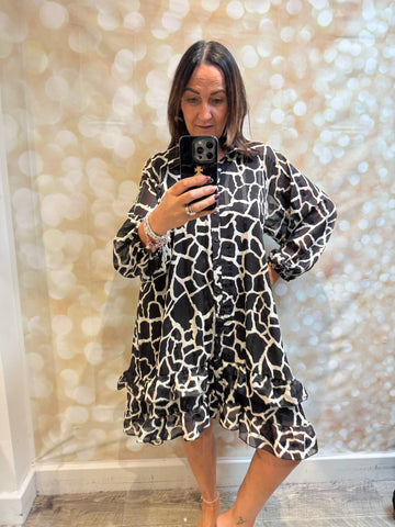 Studio Animal print dress with frill hem