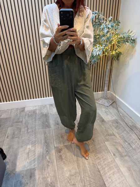Basic Crinkle Tulip Hem Trousers