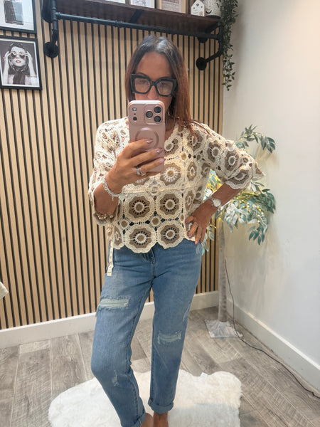 Cropped Floral crochet Top