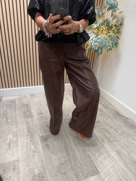 Studio Pleather Wide Leg Trousers
