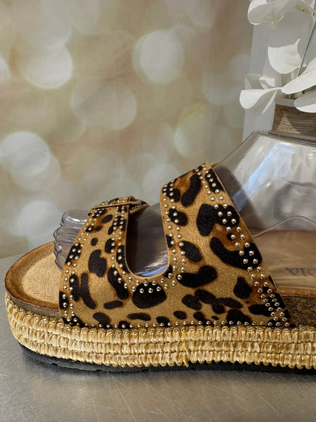 Leopard Double Strap Sandal