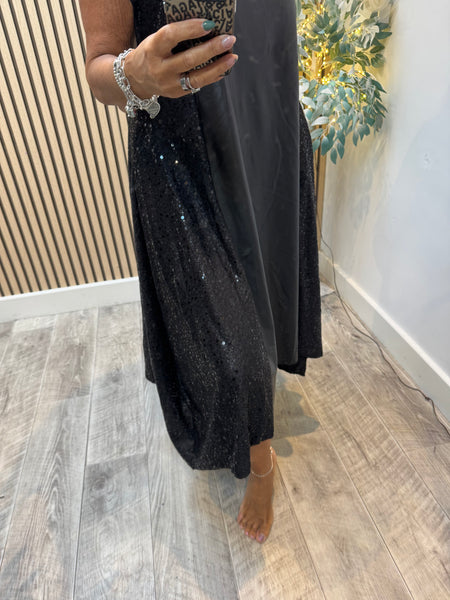 Scuba Dress with Pleather panel