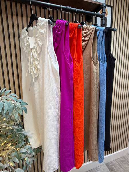 Crinkle Frill Front Dress