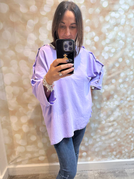 Crinkle Top with Gold buttons