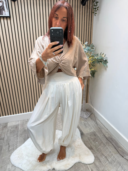 Crinkle wide waist BalloonTrousers