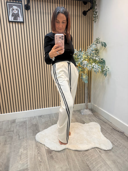 Studio Wide Leg Joggers with curved stripe