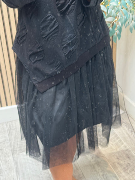 ID Textured / Circle Tulle Corsage Dress