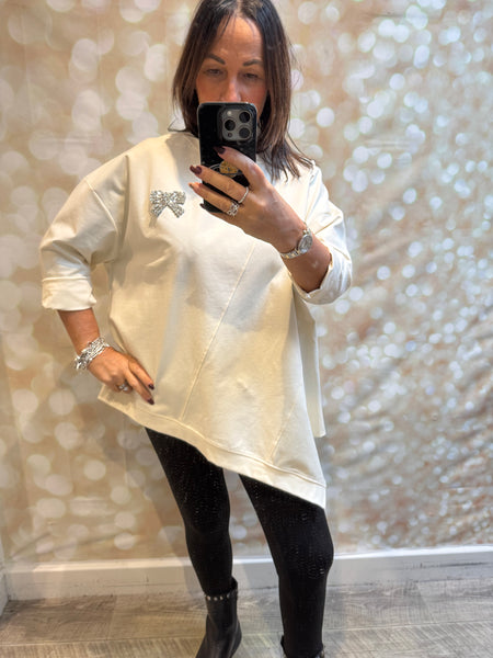 Scuba Sweatshirt with diamante bow