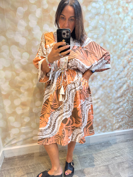 Jungle Dress with embellished trim