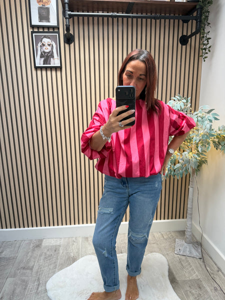 Candy Stripe  Bubble Hem Top
