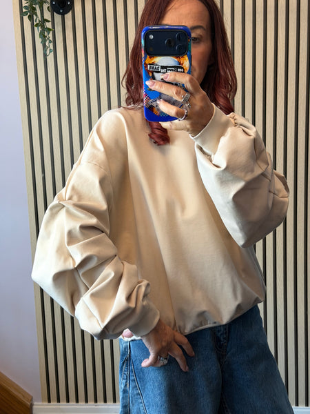 Rouched Sleeve Sweatshirt