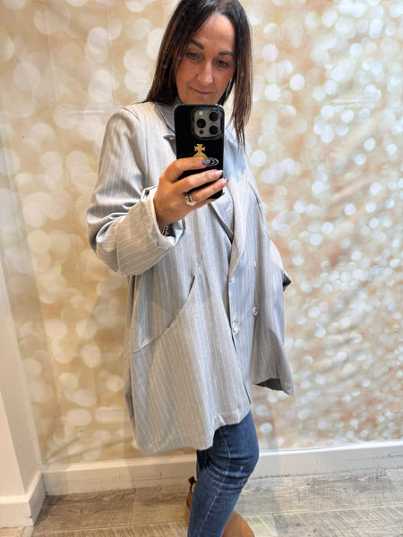 ID Oversized Pinstriped Blazer