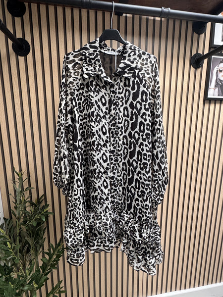 Studio Animal print dress with frill hem