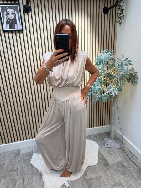 Grecian Jumpsuit with Cuff hem