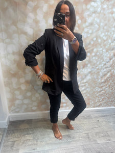Rouched Sleeve Blazer