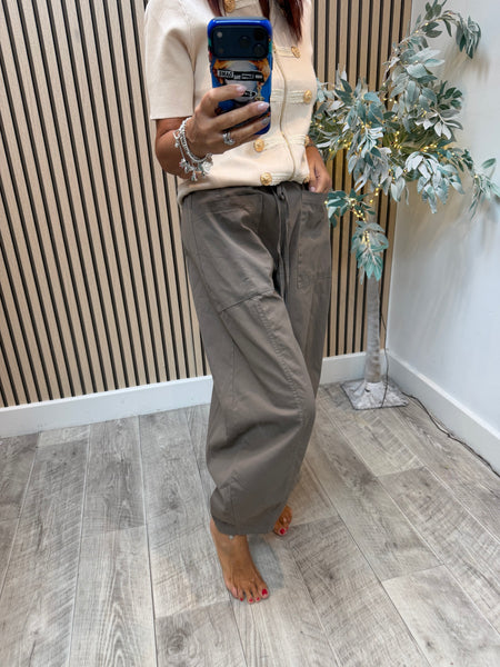 Canvas balloon leg trousers