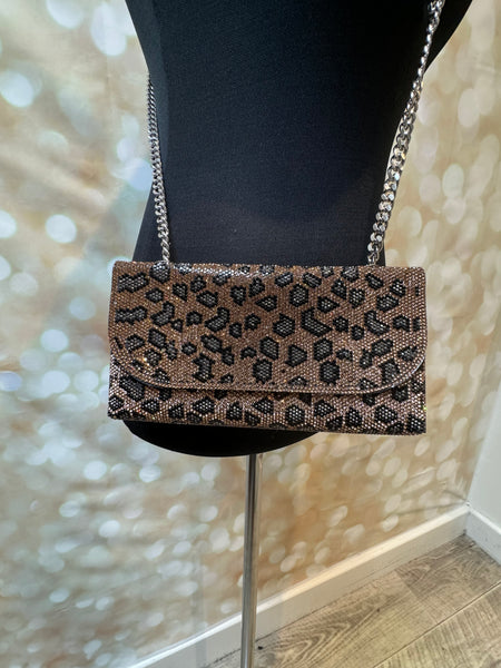 Studio Leopard Diamante Clutch Bags