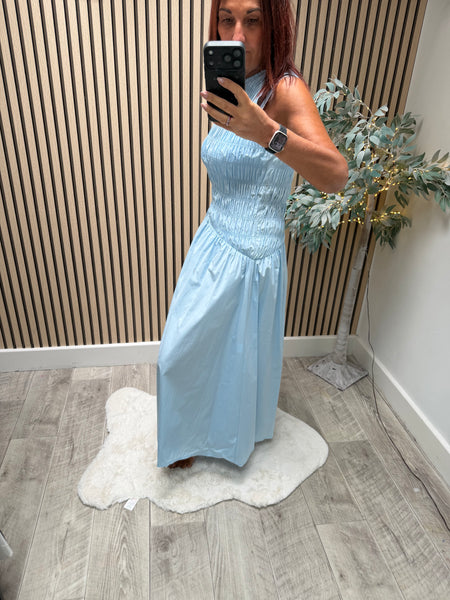 Sateen Shirred Maxi Dress