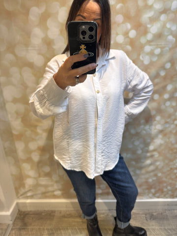 Crinkle Blouse with Diamanté buttons