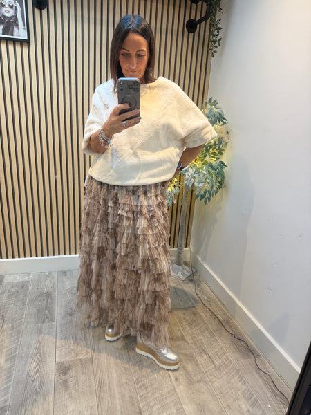 Tulle Tie Dye Tiered Maxi Skirt