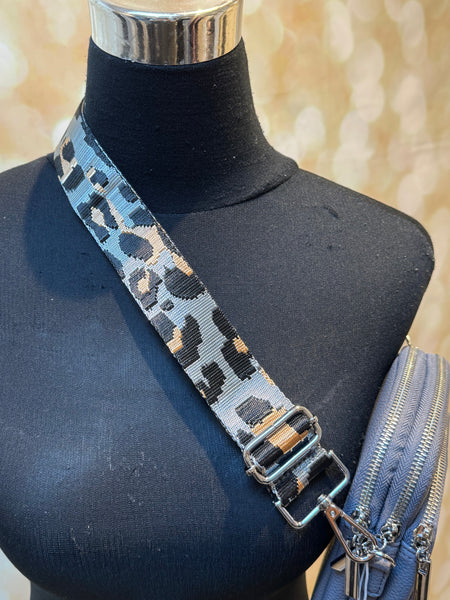 Across body Bee Bag with leopard Strap