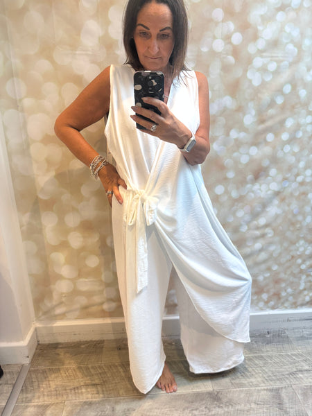 Curve Wrap Over Palazzo Jumpsuit
