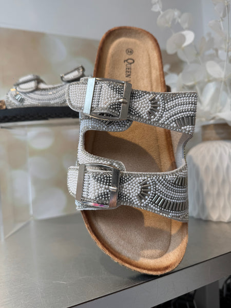 Double Strap Embellished Slider