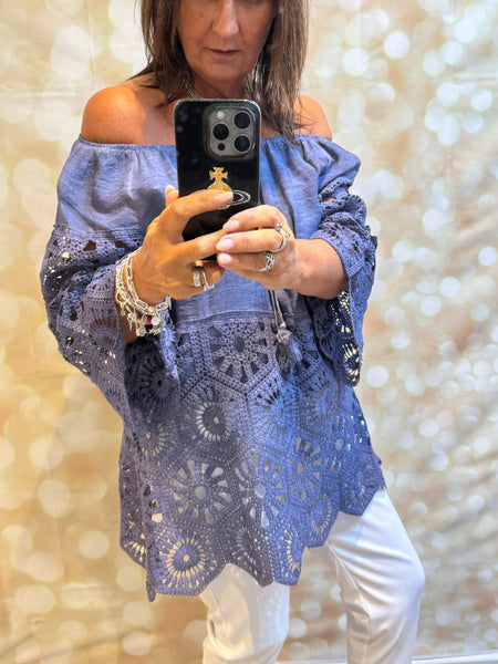 Bardot /Crochet Top