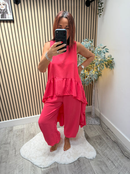 Crinkle cuffed  trousers /Hi Lo Top