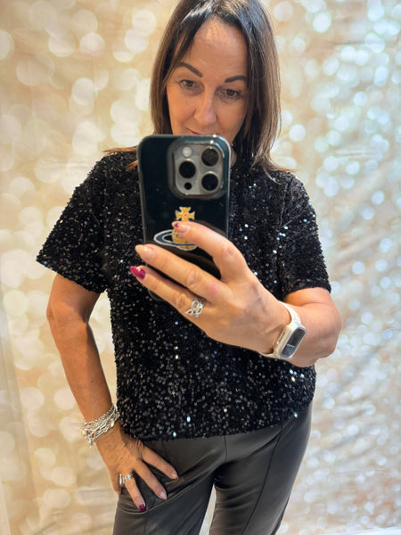 Velour / Sequin Boxy Top