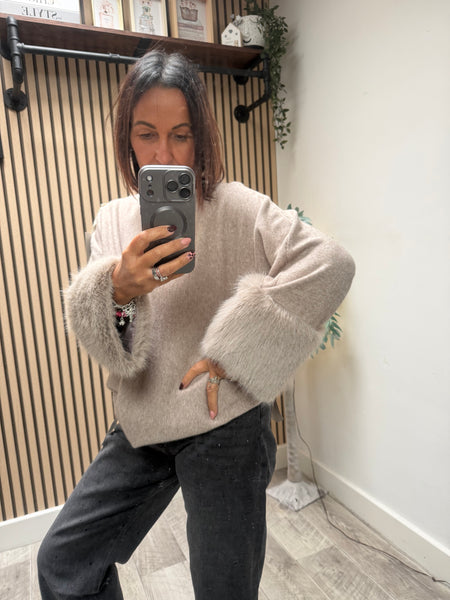 Soft Knit Jumper with Fur cuff